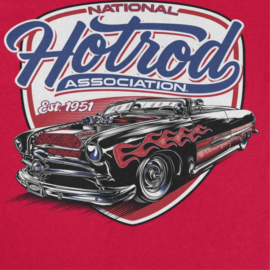 NHRA National Hot Rod Retro Car Mens T Shirt Red