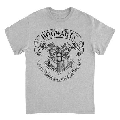 Harry Potter Hogwarts Pencil Emblem Sport Grey Mens T Shirt