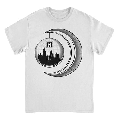Harry Potter Hogwarts Moon Castle White Mens T Shirt