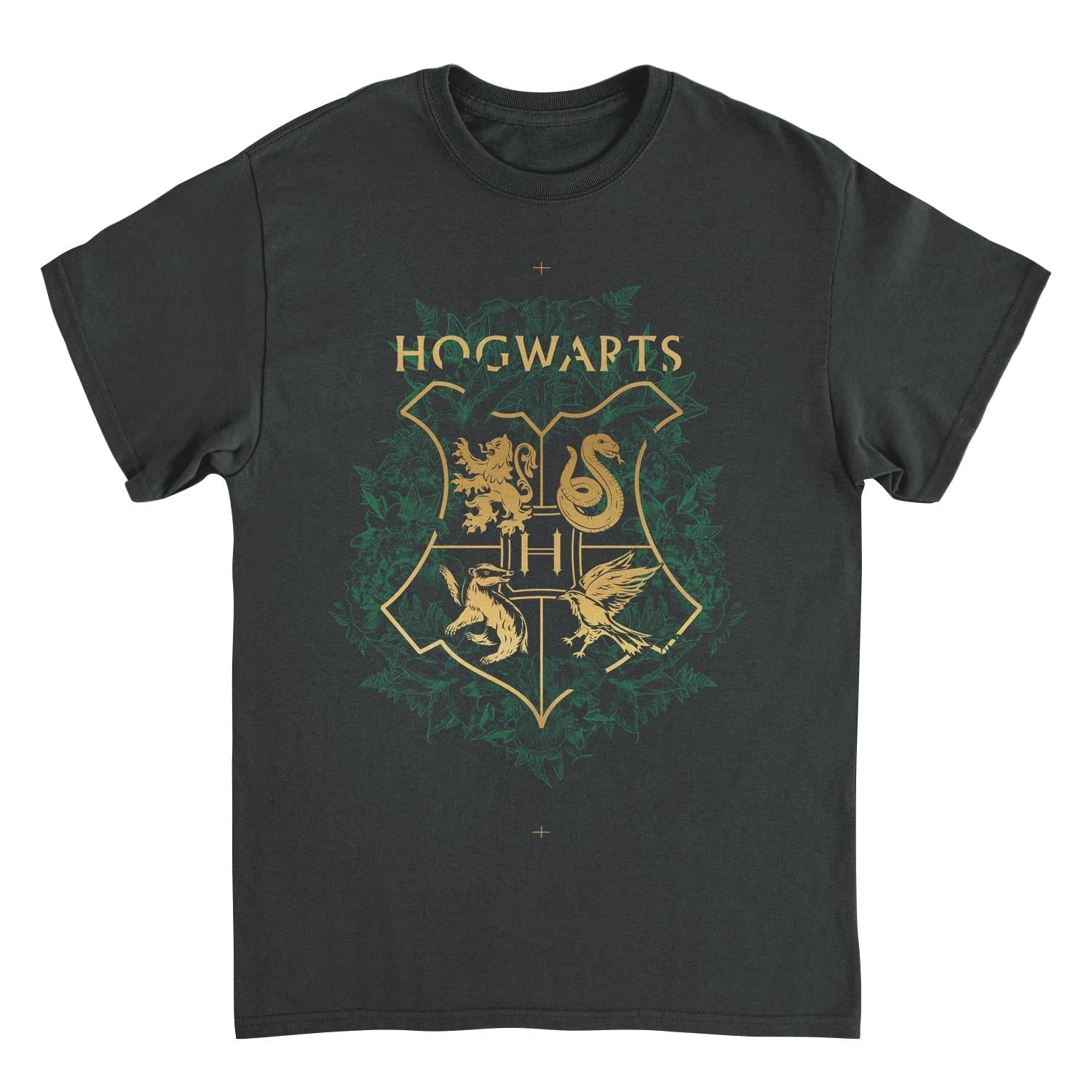 Harry Potter Four Houses Mascot Emblem Black Mens T Shirt