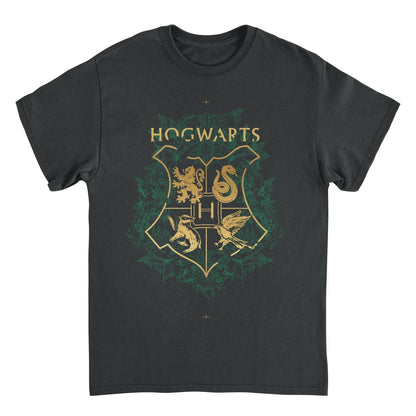 Harry Potter Four Houses Mascot Emblem Black Mens T Shirt