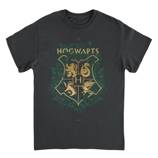 Harry Potter Four Houses Mascot Emblem Black Mens T Shirt