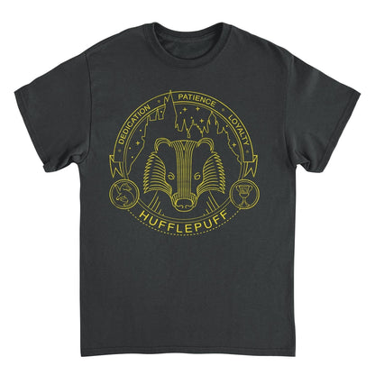 Harry Potter Minimalist Hufflepuff Mascot Outline Black Mens T Shirt