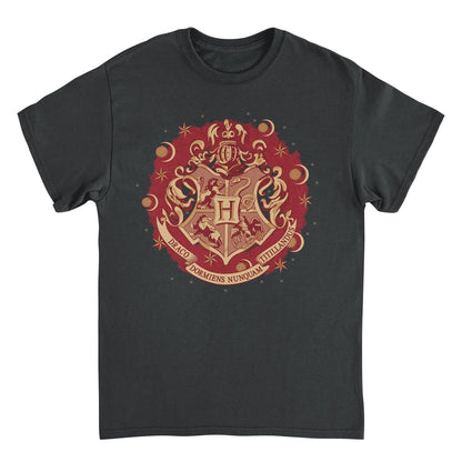 Harry Potter Hogwarts Christmas Badge Black Mens T Shirt