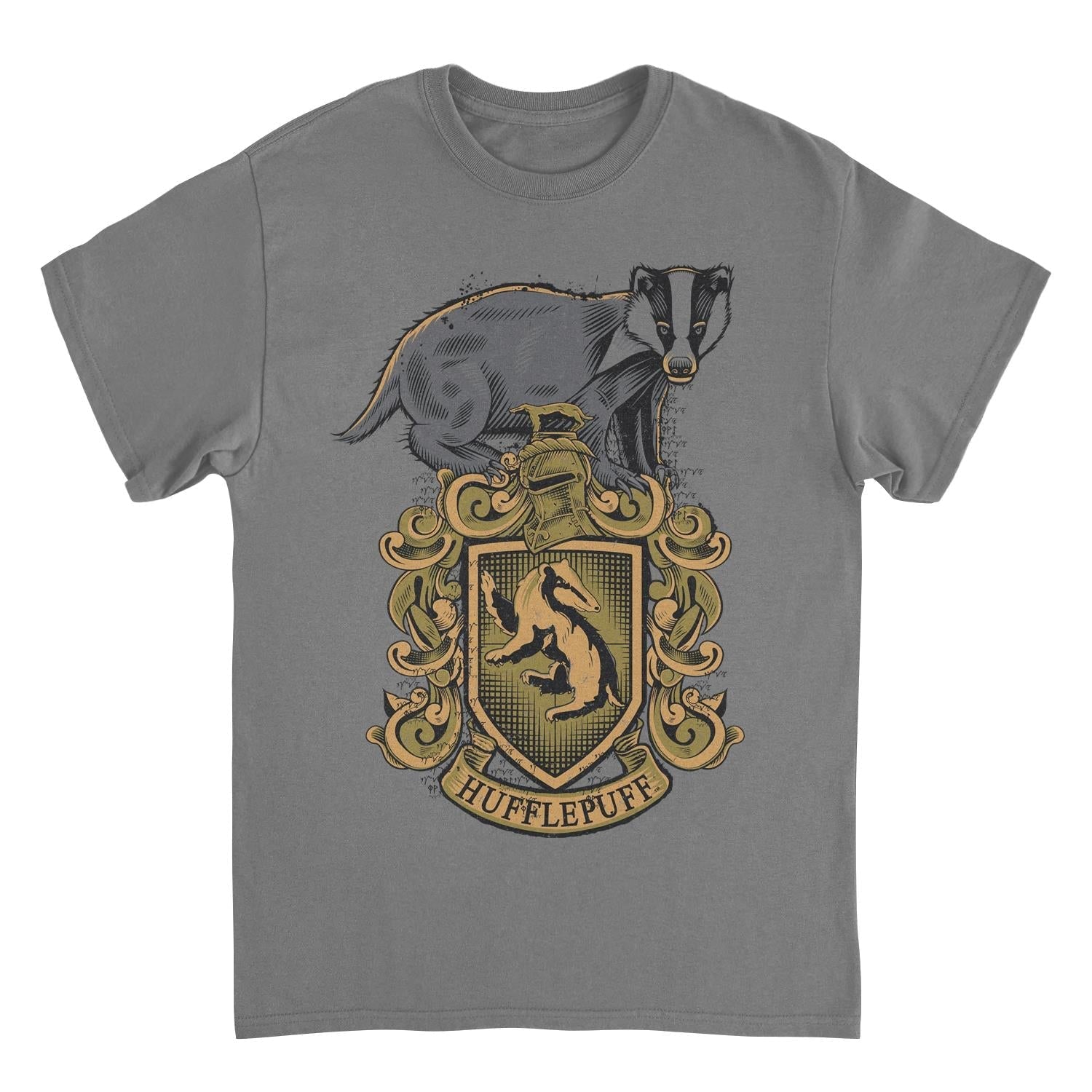 Harry Potter Hufflepuff Mascot Emblem Charcoal Mens T Shirt