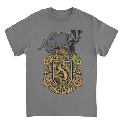 Harry Potter Hufflepuff Mascot Emblem Charcoal Mens T Shirt
