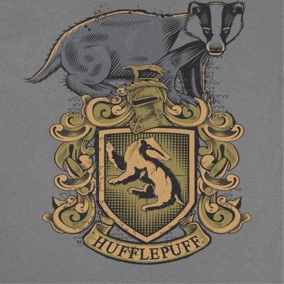 Harry Potter Hufflepuff Mascot Emblem Mens T Shirt Charcoal