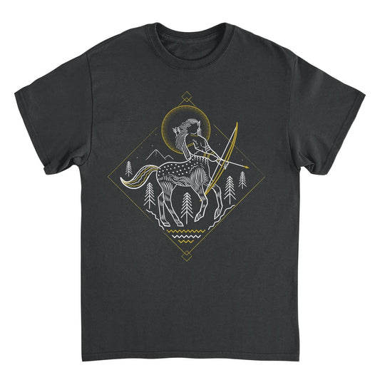 Harry Potter Minimalist Centaur Outline Black Mens T Shirt