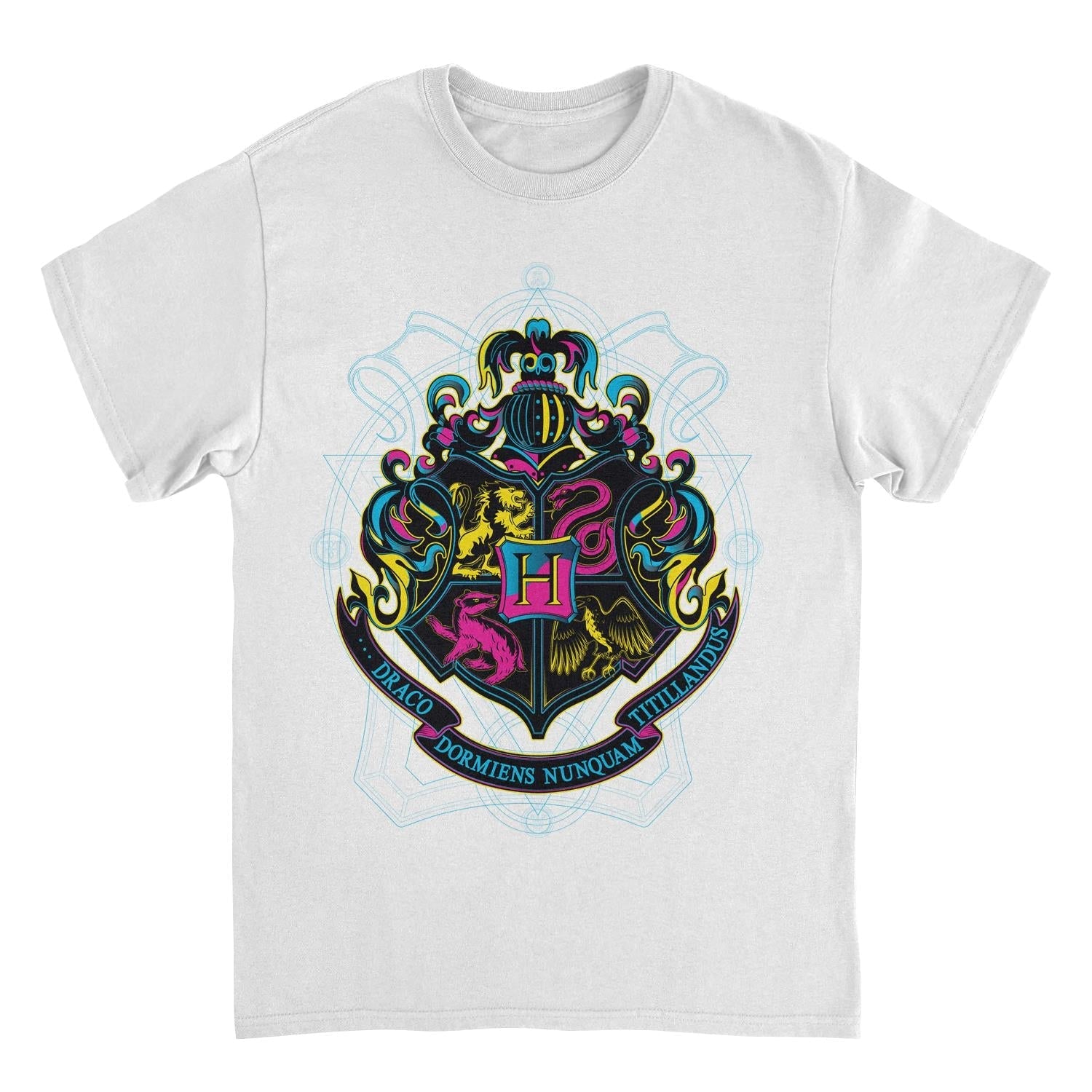 Harry Potter Hogwarts Bicolor Emblem White Mens T Shirt