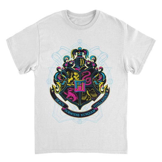 Harry Potter Hogwarts Bicolor Emblem White Mens T Shirt