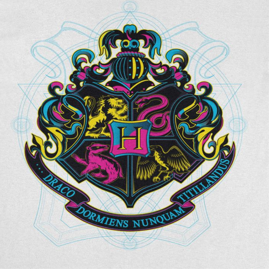 Harry Potter Hogwarts Bicolor Emblem Mens T Shirt White