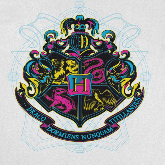 Harry Potter Hogwarts Bicolor Emblem Mens T Shirt White