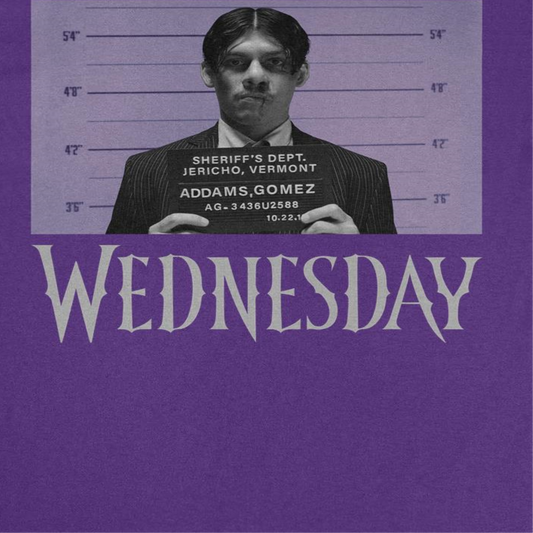 Wednesday Mug Shot Mens T Shirt Purple