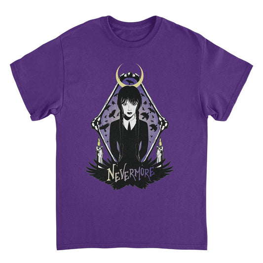 Wednesday Nevermore Moon Purple Mens T Shirt