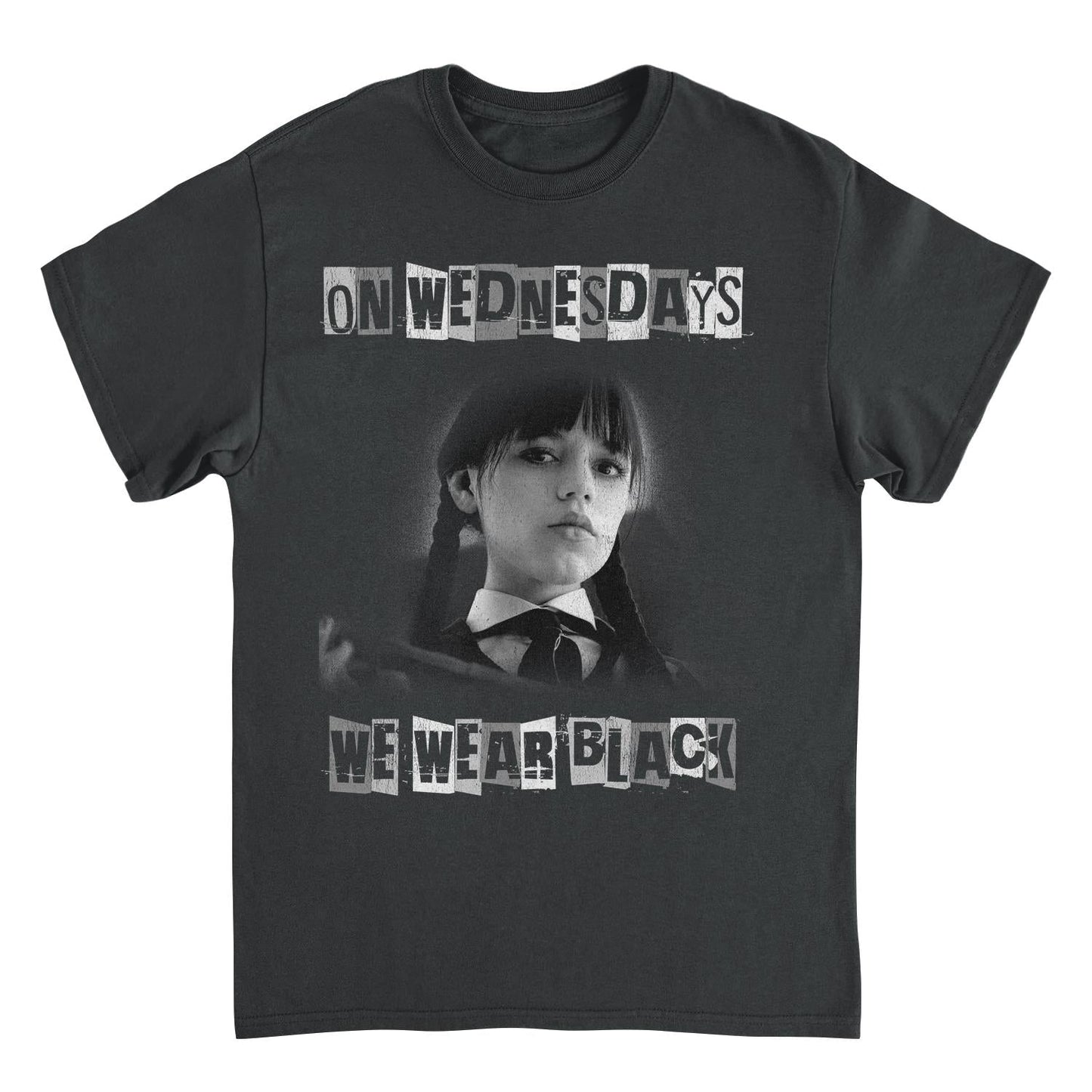 Wednesday Wear Black Distress Black Mens T Shirt
