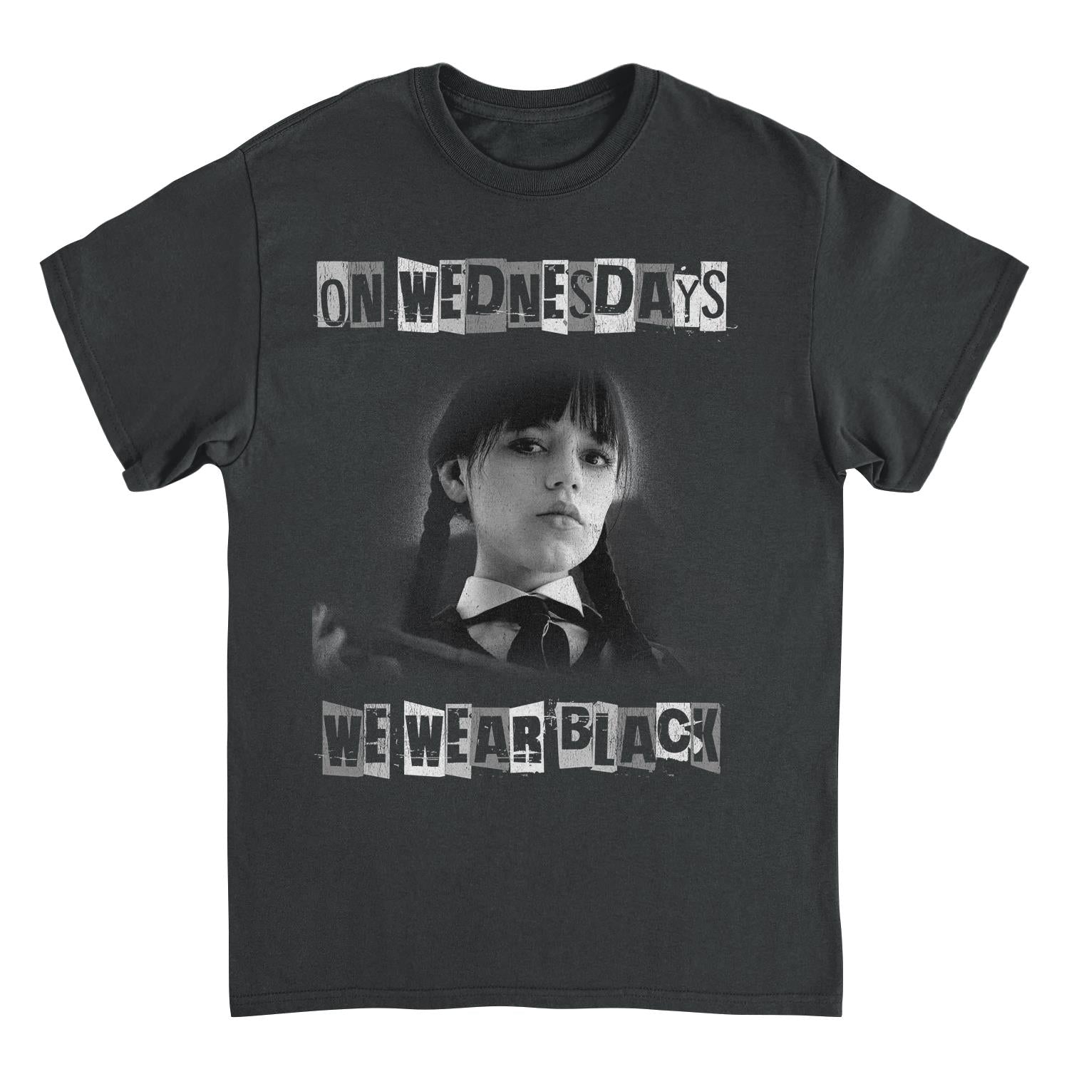 Wednesday Wear Black Distress Black Mens T Shirt