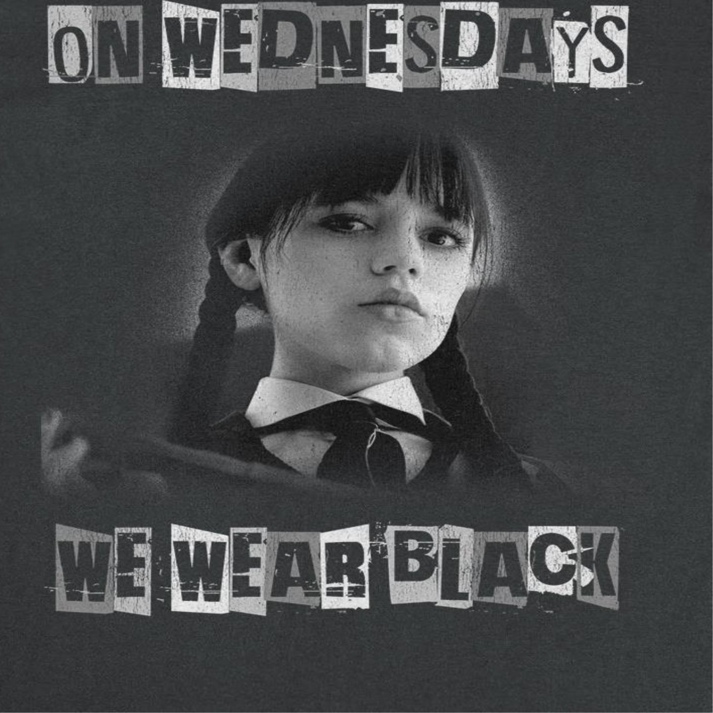 Wednesday Wear Black Distress Mens T Shirt Black