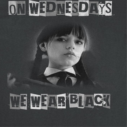 Wednesday Wear Black Distress Mens T Shirt Black