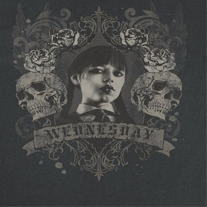 Wednesday Banner Skulls Mens T Shirt Black