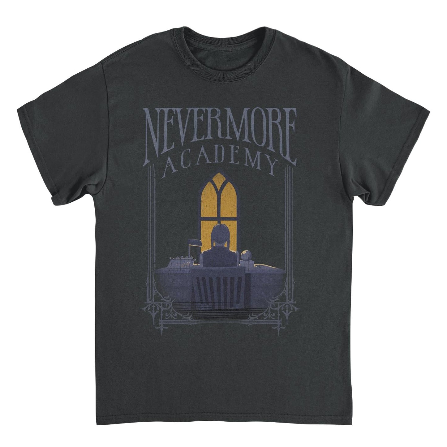 Wednesday Nevermore Desk Frame Black Mens T Shirt