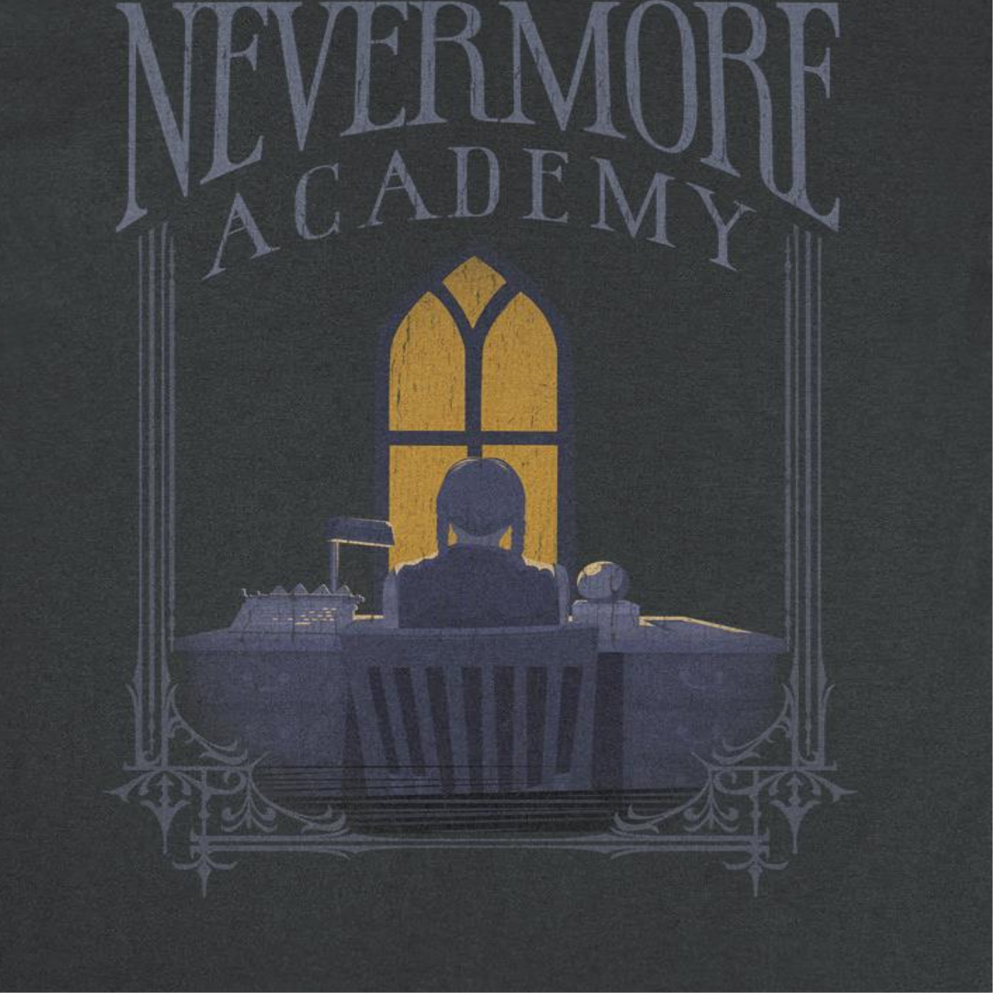 Wednesday Nevermore Desk Frame Mens T Shirt Black