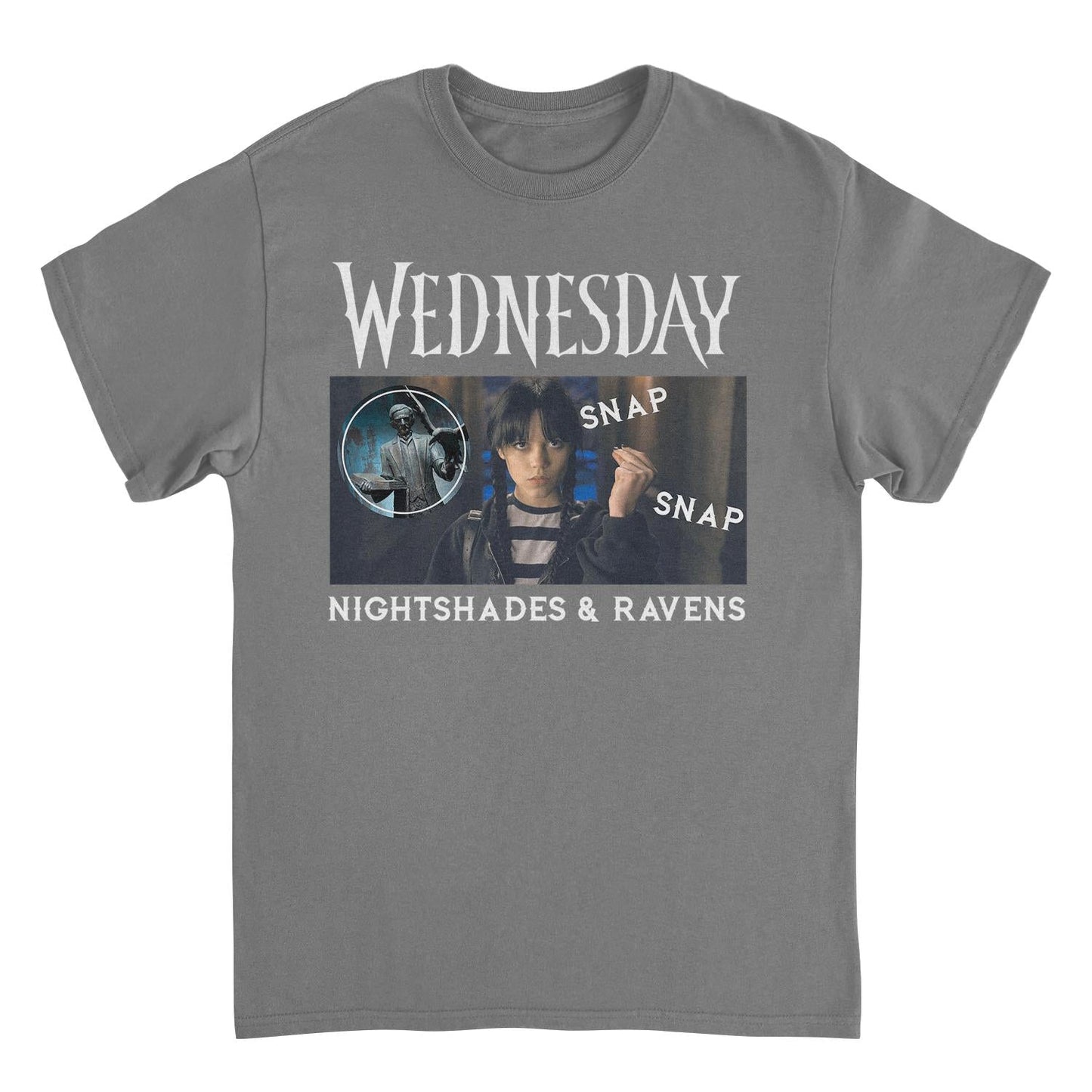 Wednesday Snap Snap Charcoal Mens T Shirt
