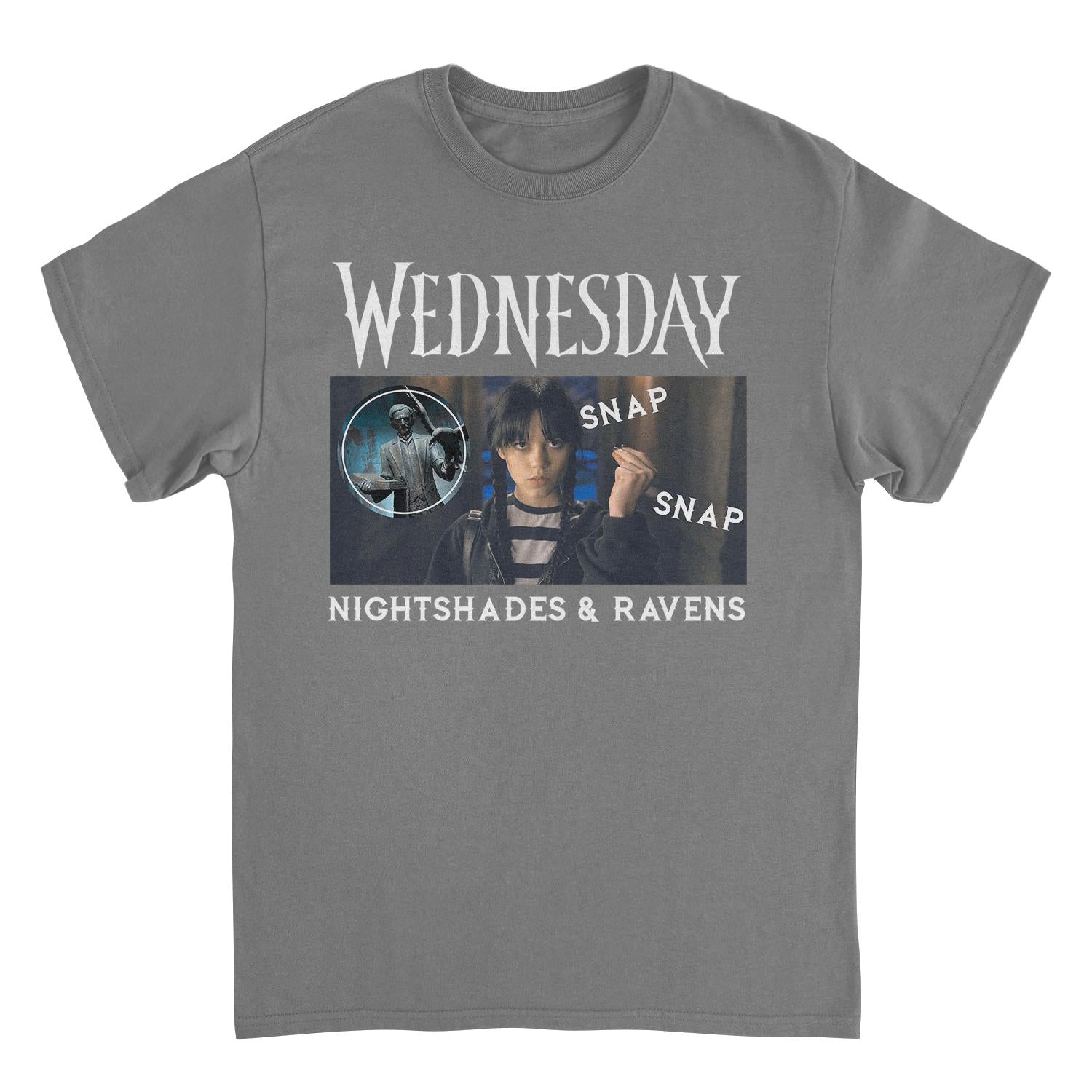 Wednesday Snap Snap Charcoal Mens T Shirt