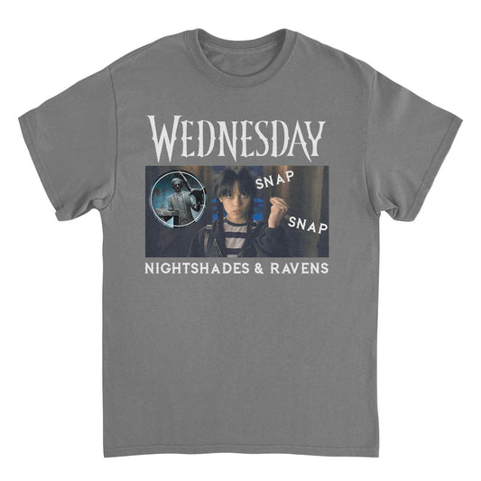 Wednesday Snap Snap Charcoal Mens T Shirt