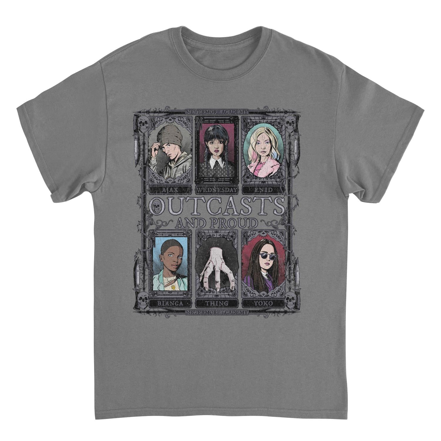 Wednesday Outcasts Charcoal Mens T Shirt