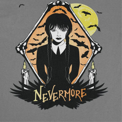 Wednesday Nevermore Bats Mens T Shirt Charcoal