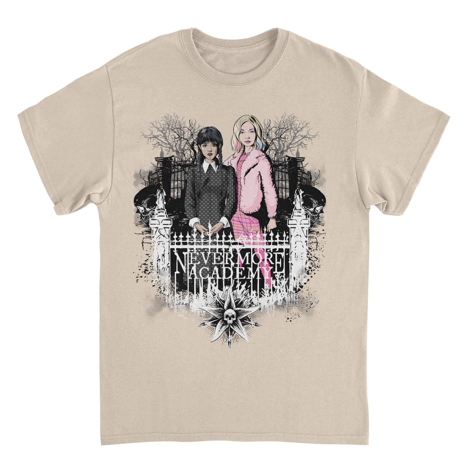 Wednesday Nevermore Gate Sand Mens T Shirt