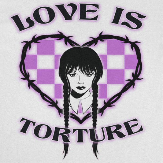 Wednesday Love is Torture Mens T Shirt White
