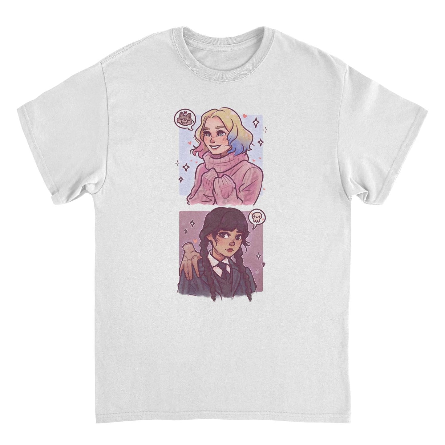 Wednesday Ghouls Stacked White Mens T Shirt