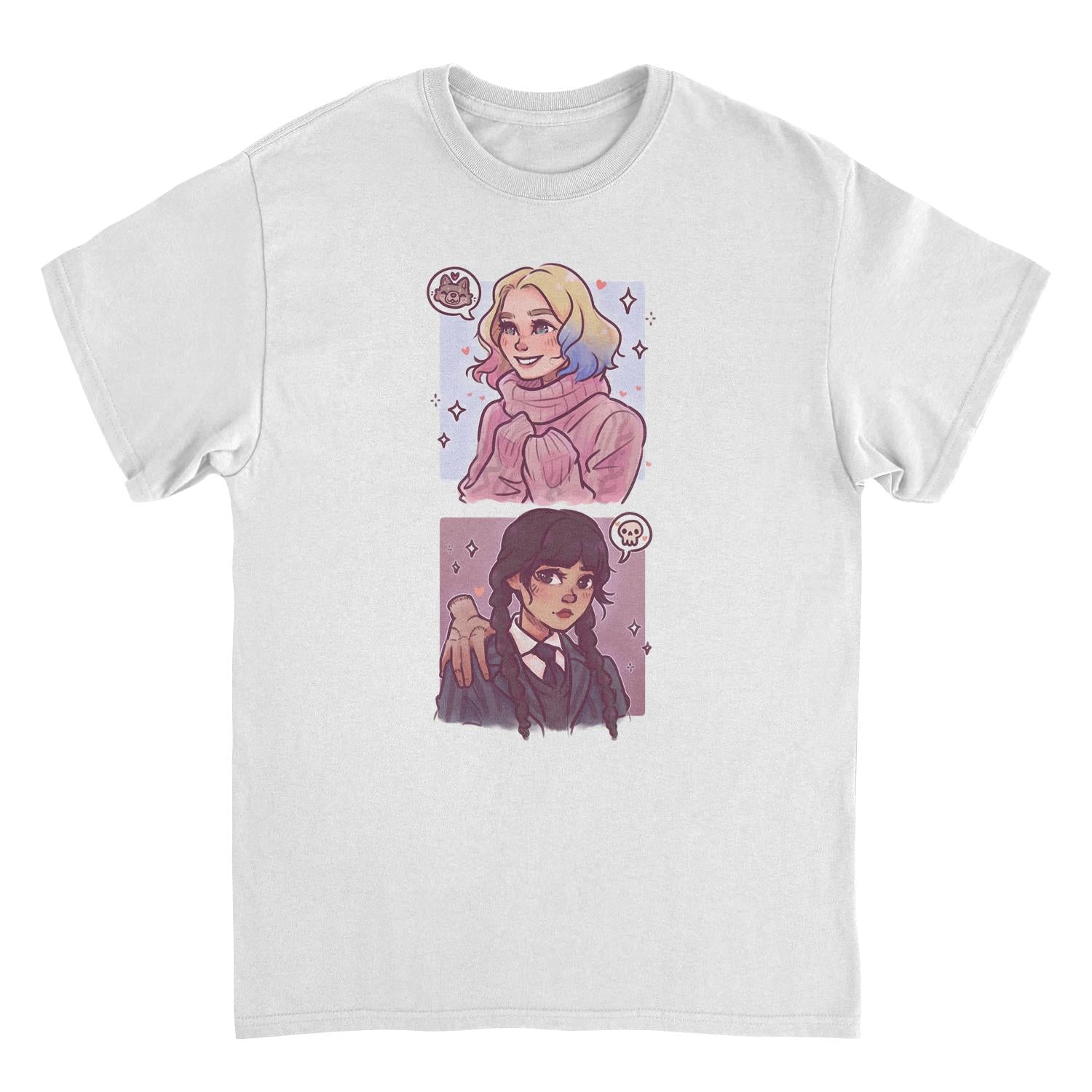 Wednesday Ghouls Stacked White Mens T Shirt