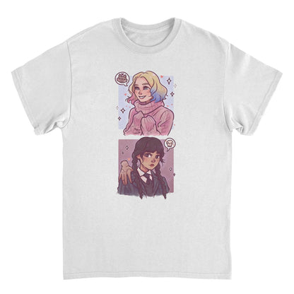 Wednesday Ghouls Stacked White Mens T Shirt
