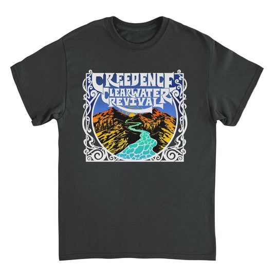 Creedence Clearwater Revival Retro Mountains Black Mens T Shirt