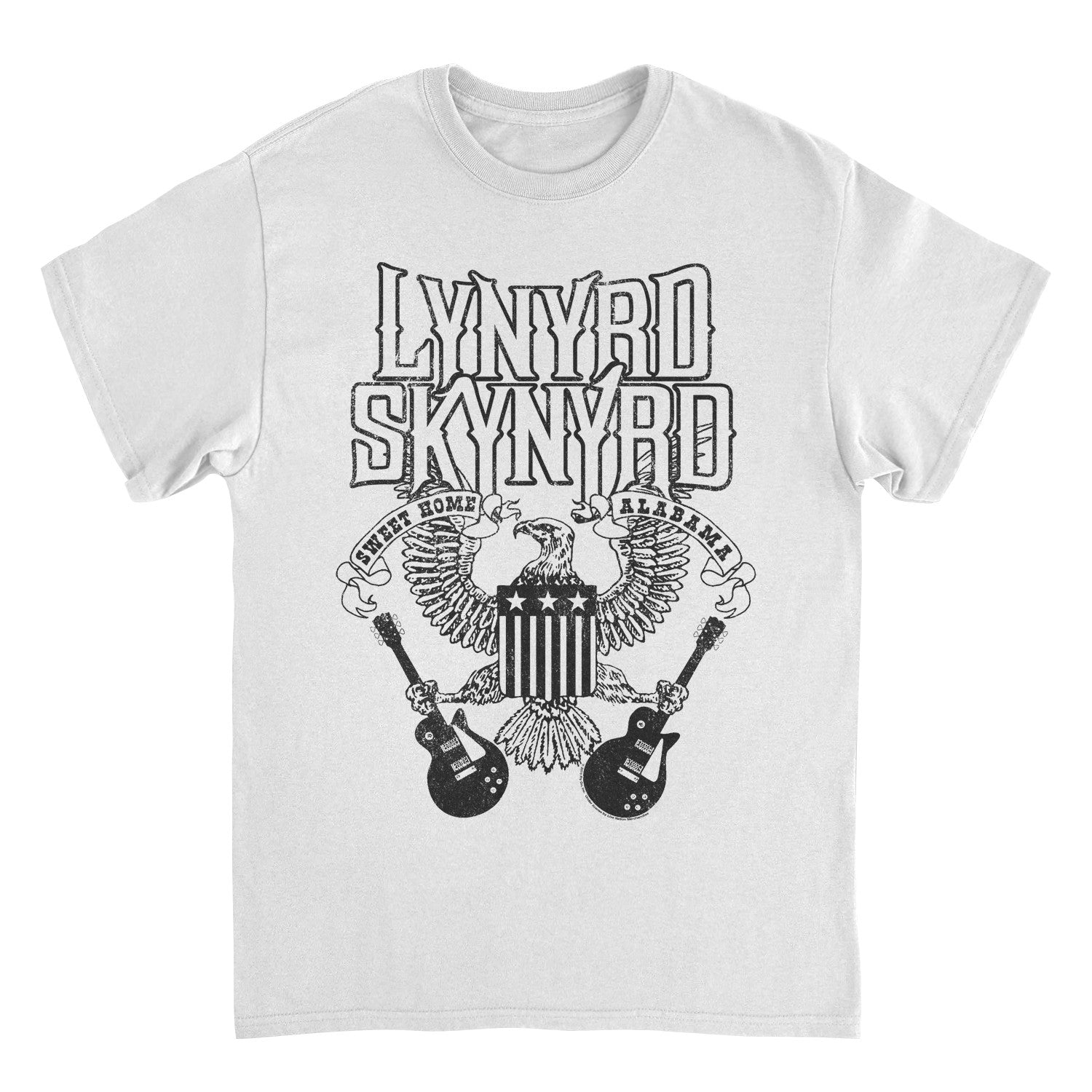 Lynyrd Skynyrd Guitars American Shield Black White Mens T Shirt