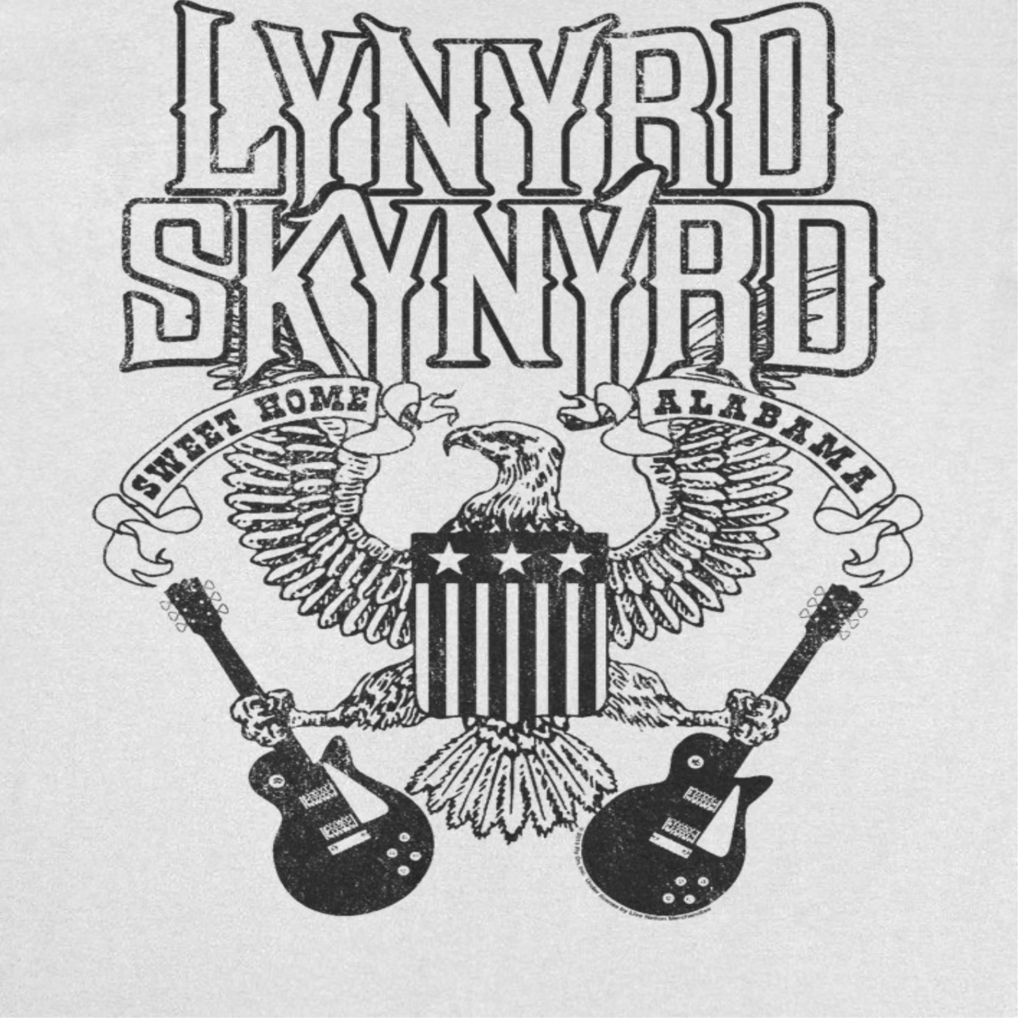 Lynyrd Skynyrd Guitars American Shield Mens T Shirt Black White