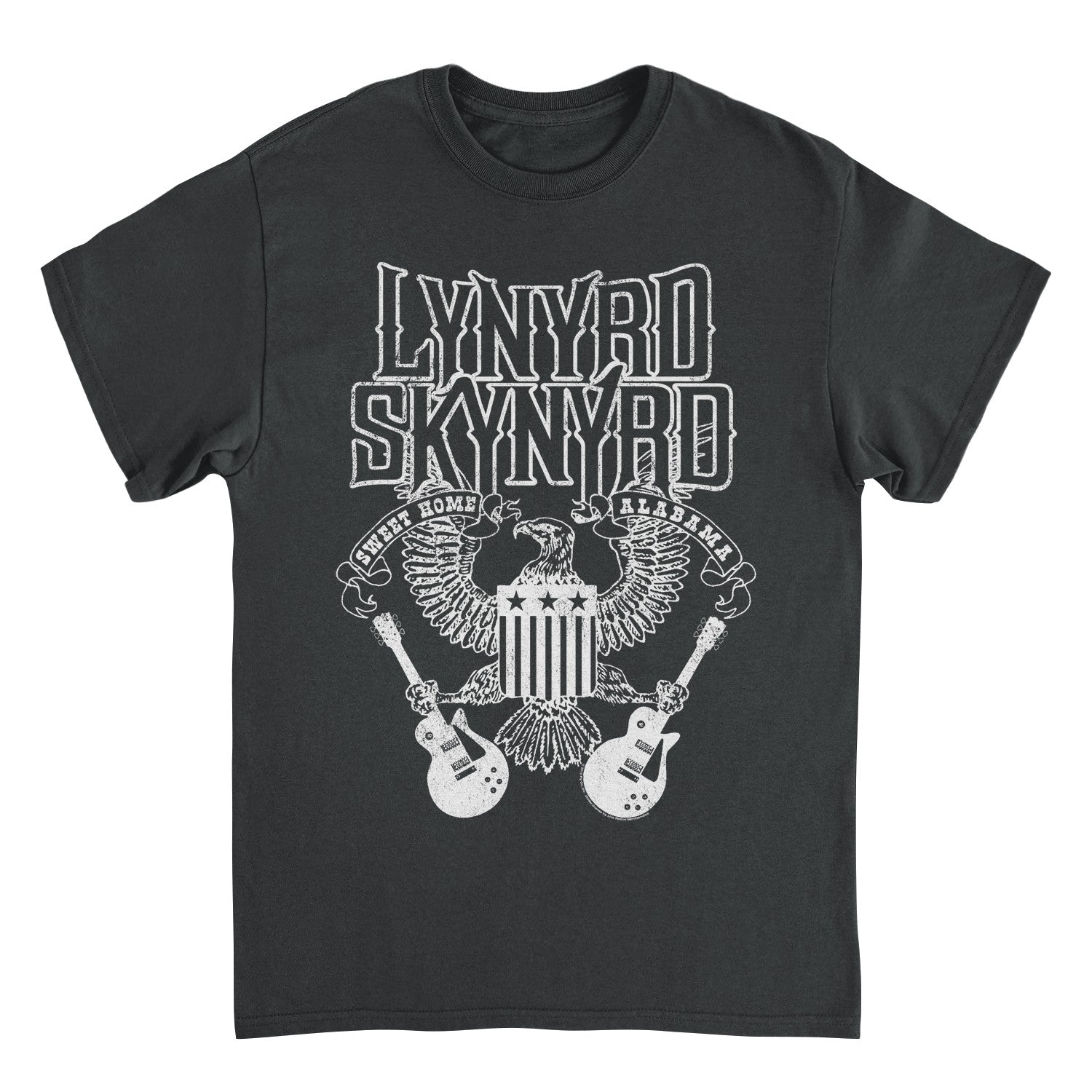 Lynyrd Skynyrd Guitars American Shield White Black Mens T Shirt