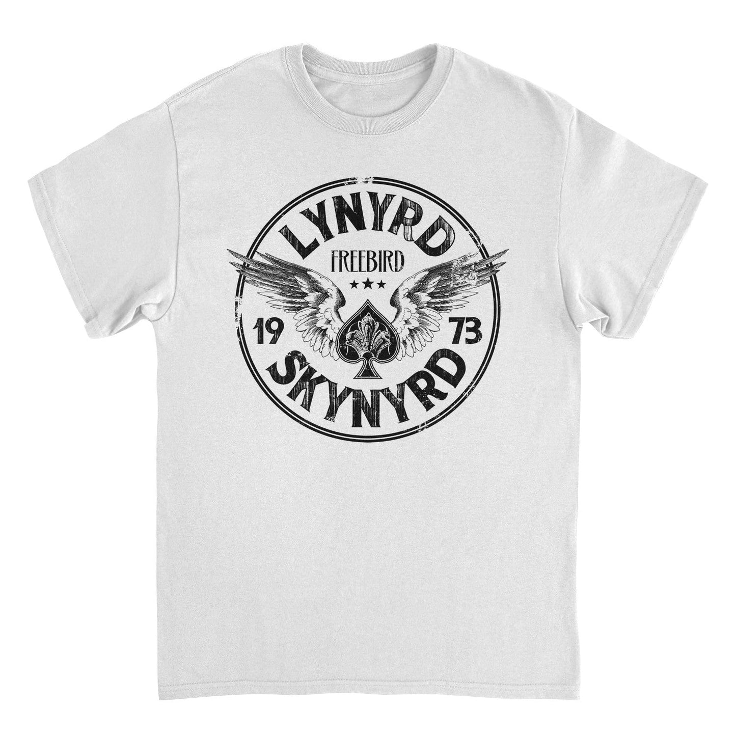Lynyrd Skynyrd Firebird 1973 Ace Circle Back White Mens T Shirt