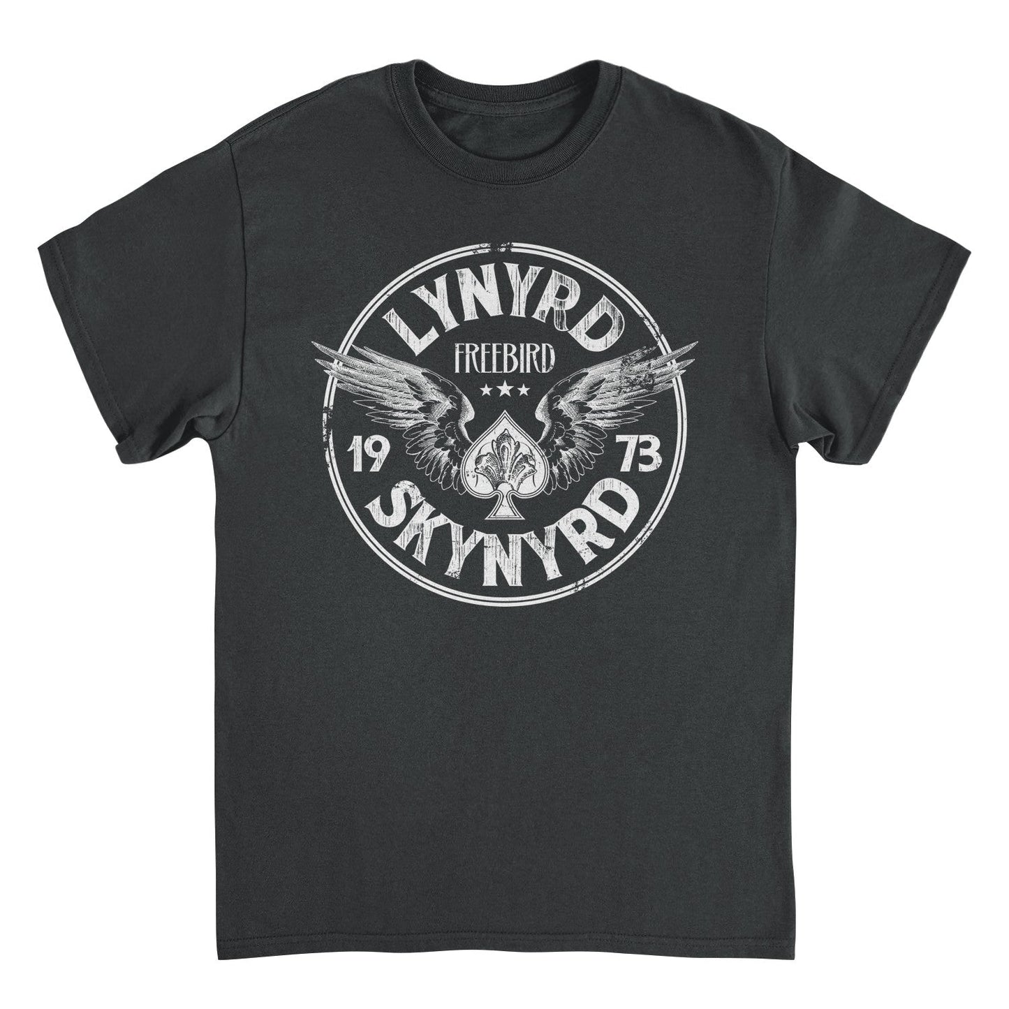 Lynyrd Skynyrd Firebird 1973 Ace Circle White Black Mens T Shirt