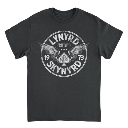 Lynyrd Skynyrd Firebird 1973 Ace Circle White Black Mens T Shirt