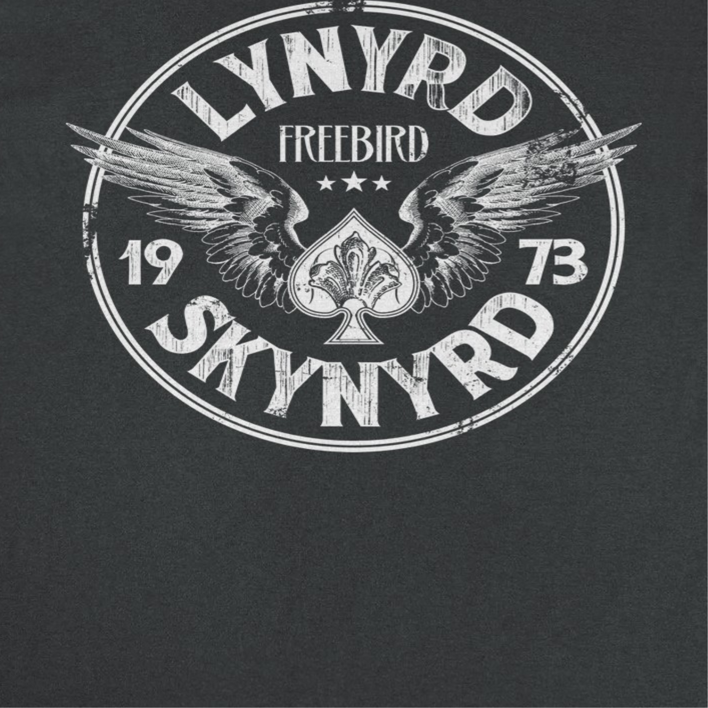 Lynyrd Skynyrd Firebird 1973 Ace Circle White Mens T Shirt Black