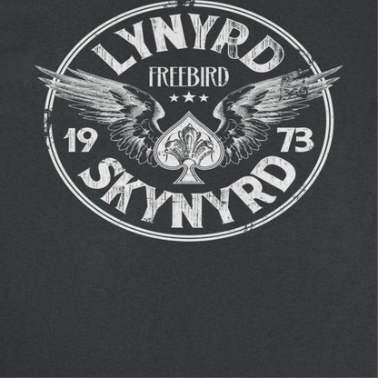 Lynyrd Skynyrd Firebird 1973 Ace Circle White Mens T Shirt Black