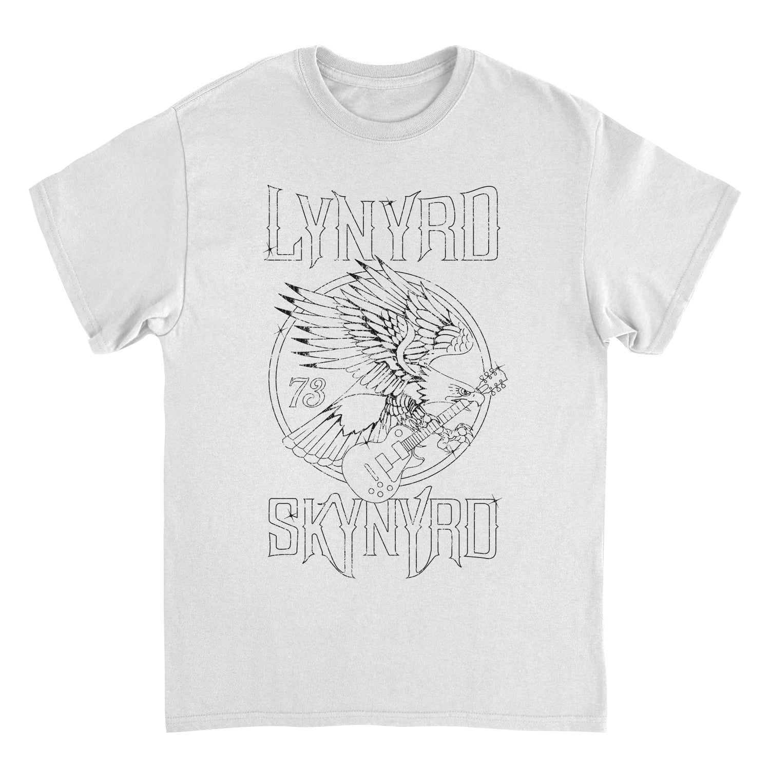Lynyrd Skynyrd Outlined Eagle Guitar Black White Mens T Shirt