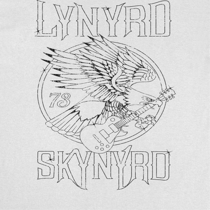 Lynyrd Skynyrd Outlined Eagle Guitar Mens T Shirt Black White