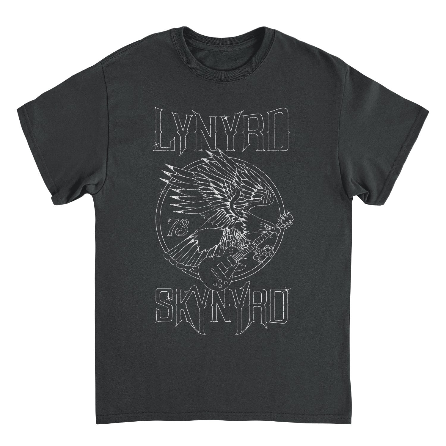 Lynyrd Skynyrd Outlined Eagle Guitar White Black Mens T Shirt