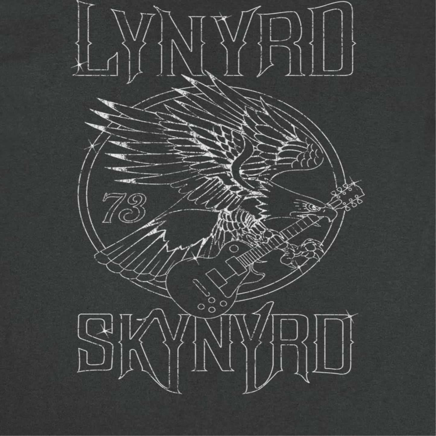 Lynyrd Skynyrd Outlined Eagle Guitar White Mens T Shirt Black