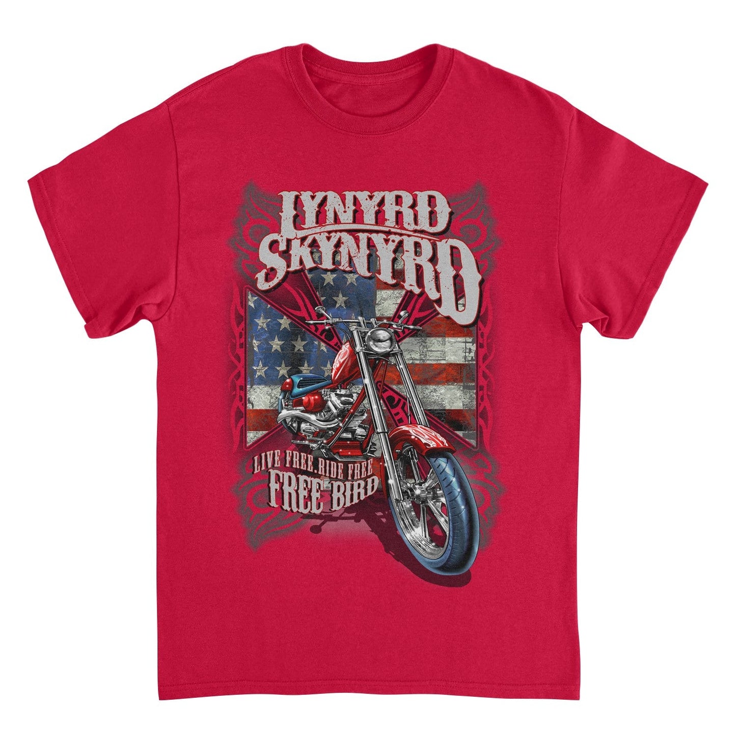 Lynyrd Skynyrd Motorcycle Mens T Shirt Red