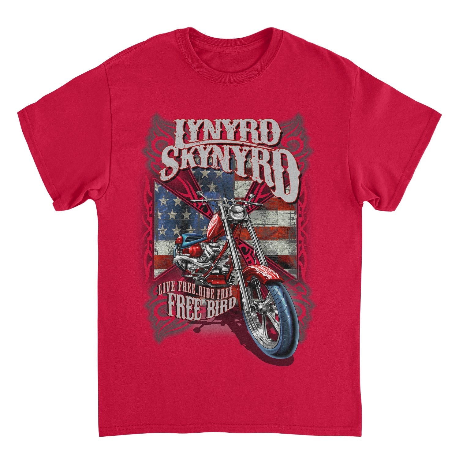 Lynyrd Skynyrd Motorcycle Mens T Shirt Red